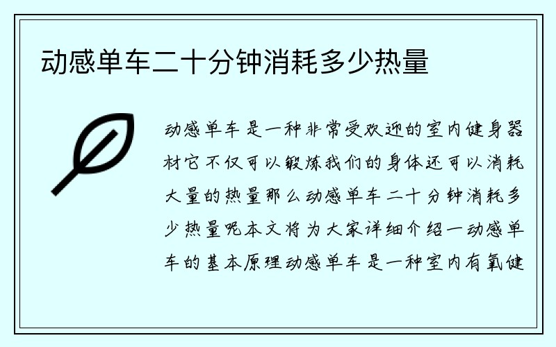 动感单车二十分钟消耗多少热量